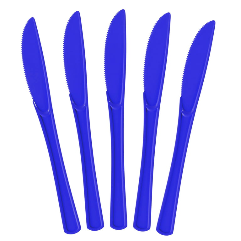 Exquisite Heavy Weight Disposable Plastic Dark Blue Knives - 150 Count 