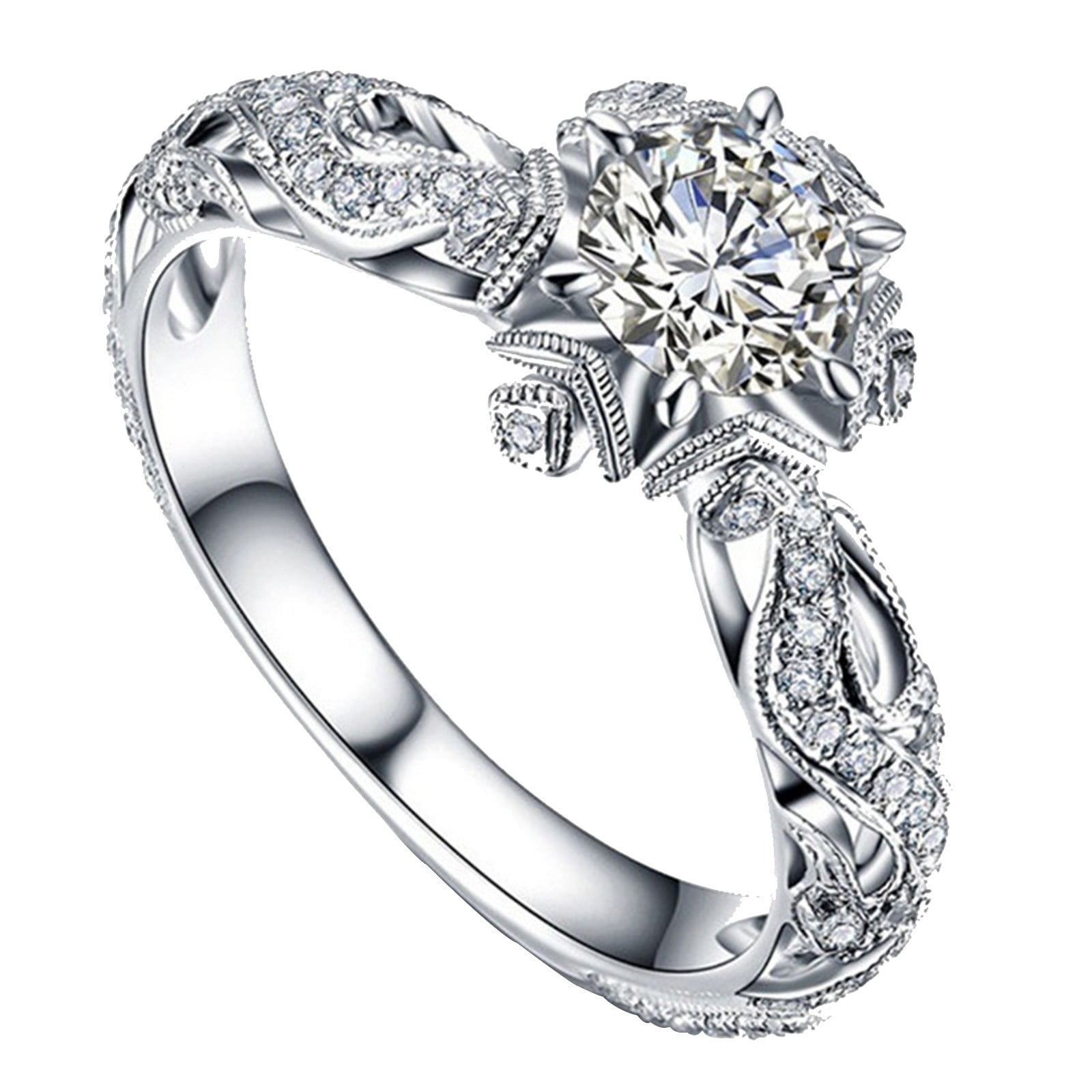 Men's Black Diamond White Gold Plated Ring - Hollow Out Design With Cubic Zirconia - Wedding, Engagement, Fashion Ring
