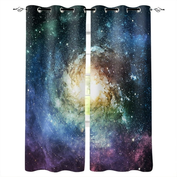 Exquisite House Solar System Planet Around The Sun Rotating Label Polyester Window Curtains Living Room Kitche