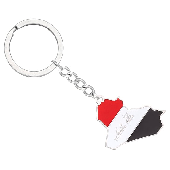 Exquisite Iraq Flag Keyring Long Lasting Iraq Map Keychain Non Fading Steel Key Holder Suitable for Travelers