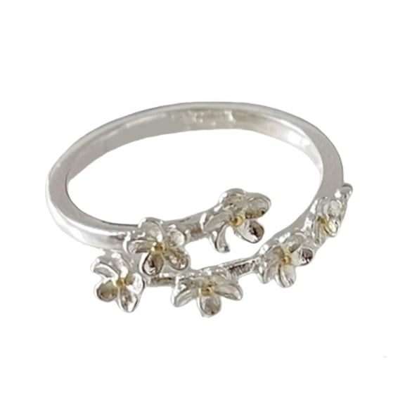 Exquisite Irises Flower Adjustable Rings Chic Flower Rings In Silver Tone Elegant Finger Rings Adornment For Women