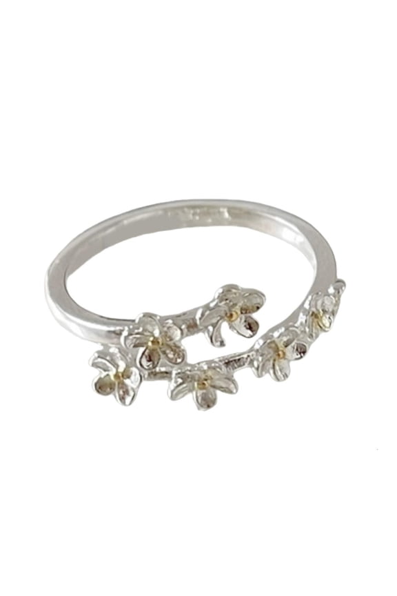 Exquisite Irises Flower Adjustable Rings Chic Flower Rings In Silver Tone Elegant Finger Rings Adornment For Women