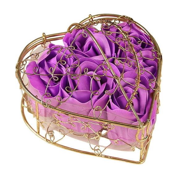 Exquisite Iron Basket Soap Rose Gift Set, Dual-Purpose Decorative and Functional, Valentine's Day Ambiance Creator, Romantic Desktop Display, Multi-Use Hanging Holiday Present with Elegant Design