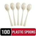 thumbnail image 1 of Exquisite Ivory Disposable Spoons - Ivory Plastic Spoons - 100 Count, 1 of 10