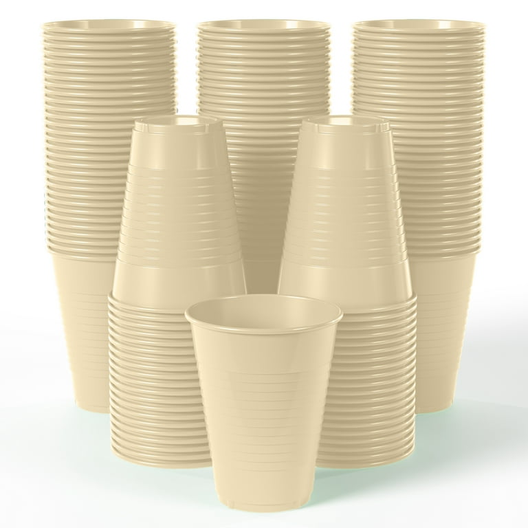 Exquisite Ivory Heavy Duty Disposable Plastic Cups, Bulk Party Pack, 12 oz  - 300 Count