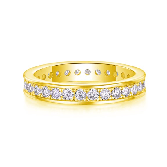 Exquisite Lab Created Moissanite Eternity Rings for Women Round D Color VVS1 S925 Sterling Silver Diamond Wedding Bands Ideal Choice for Couple Parties Date Travel