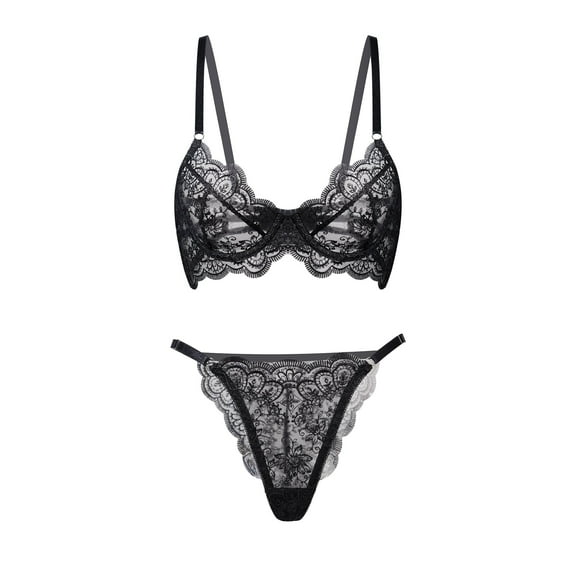 Exquisite Lace Lingerie Set (BLACK, S)