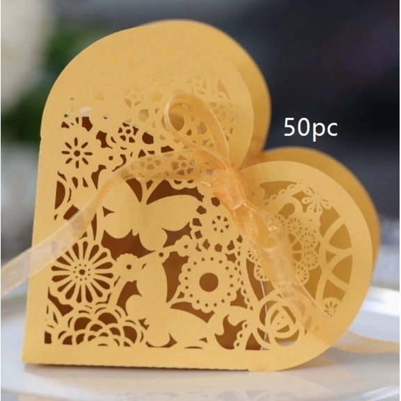Exquisite Laser-Cut Butterfly Flower Candy Box - Heart-Shaped Chocolate Paper Box with Elegant Ribbon for Weddings and Celebrations
