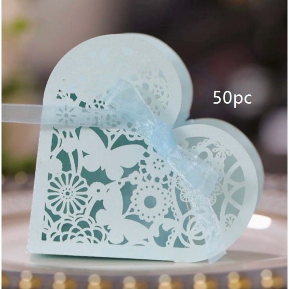 Exquisite Laser-Cut Butterfly Flower Wedding Candy Box - Heart-Shaped Chocolate Paper Box with Ribbon for Special Celebrations