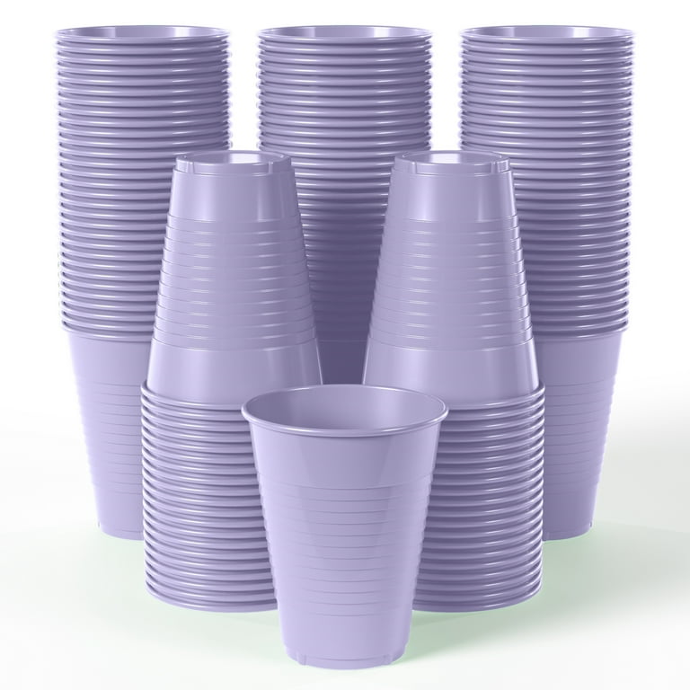 Exquisite Lavender Heavy Duty Disposable Plastic Cups, Bulk Party Pack, 12  oz - 50 Count
