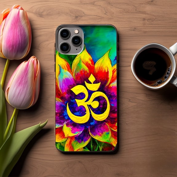 Exquisite Leather Cell Phone Case | Om Harmony Bloom | Premium Leather & Spiritual Design