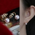 thumbnail image 1 of Exquisite Leaves Crystal Flower Stud Earrings For Women AAA Zircon Rose Butterfly Tassel Earring Bride Wedding Party Jewelry, 1 of 6