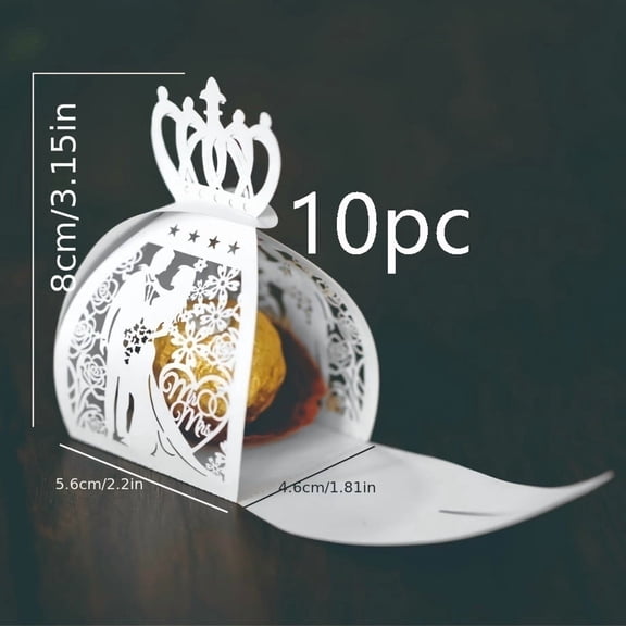 Exquisite Light Blue Crown Candy Box for Weddings and Special Occasions - Elegant Laser-Cut Design