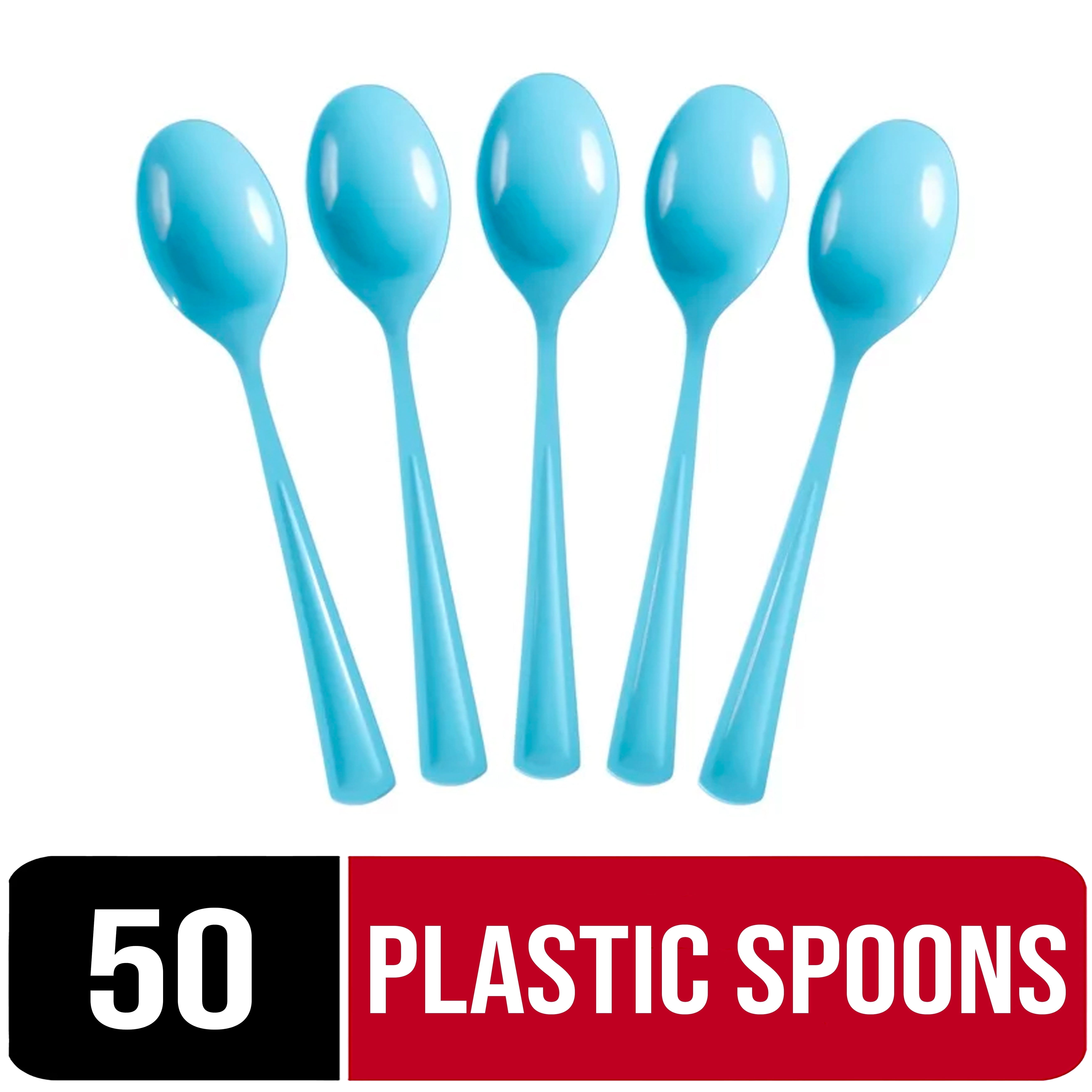 Exquisite Light Blue Disposable Spoons - Blue Plastic Spoons - 50 Count ...