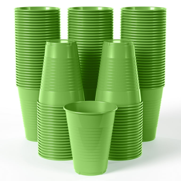 Exquisite Emerald Green Disposable Plastic Cups - 100 Pack 12 oz Plastic Cups - Colored Disposable Cups - Durable Party Cups - Plastic Disposable