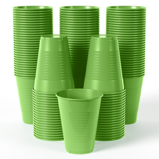 Exquisite Lime Green Heavy Duty Disposable Plastic Cups, Bulk Party