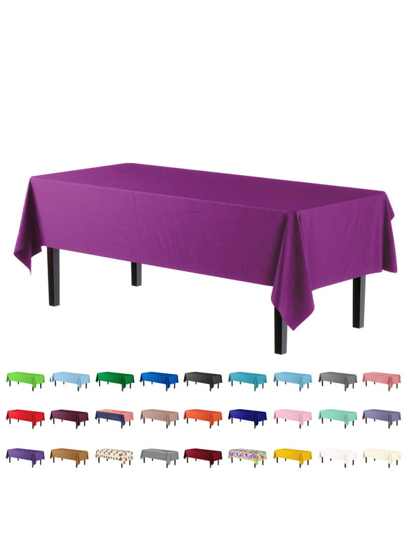 Exquisite Magenta Plastic Tablecloth Cover - 54" x 108" - Heavy Duty - Disposable - Single Count