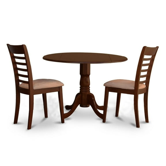Exquisite Mahogany Circular Kitchen Dining Table Set with Drop Leaves and Ladder Back Chairs