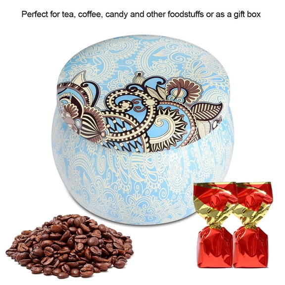 Exquisite Metal Tinplate Candy Canister and Sealed Tea Tin with National Style Flower Pattern (2.95 inches / 7.5 cm)