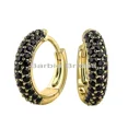thumbnail image 1 of Exquisite Micro Pave 14K Gold Plated Black Cubic Zirconia Men Women Hoop Earring, 1 of 5