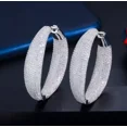 thumbnail image 1 of Exquisite Micro Pave 14K White Gold Plated CZ Big Round Statement Hoop Earrings, 1 of 4
