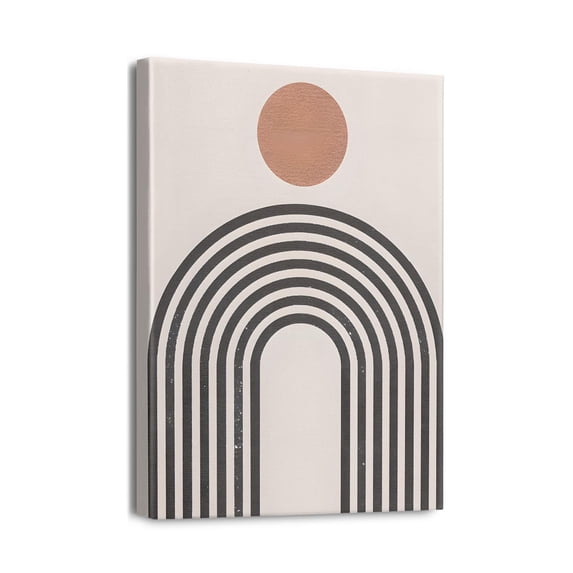 Exquisite Mid-Century Modern Sun and Moon Canvas Print Art - Boho Wall Decor, Ideal for Living Room, Bedroom, Kitchen, Bathroom, or Home Office, Size 12x16inch