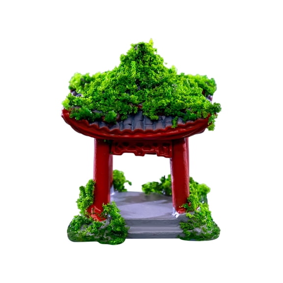 Exquisite Miniature Japanese Zen Garden Bridge and Pavilion Sculpture Set for Indoor Rockery
