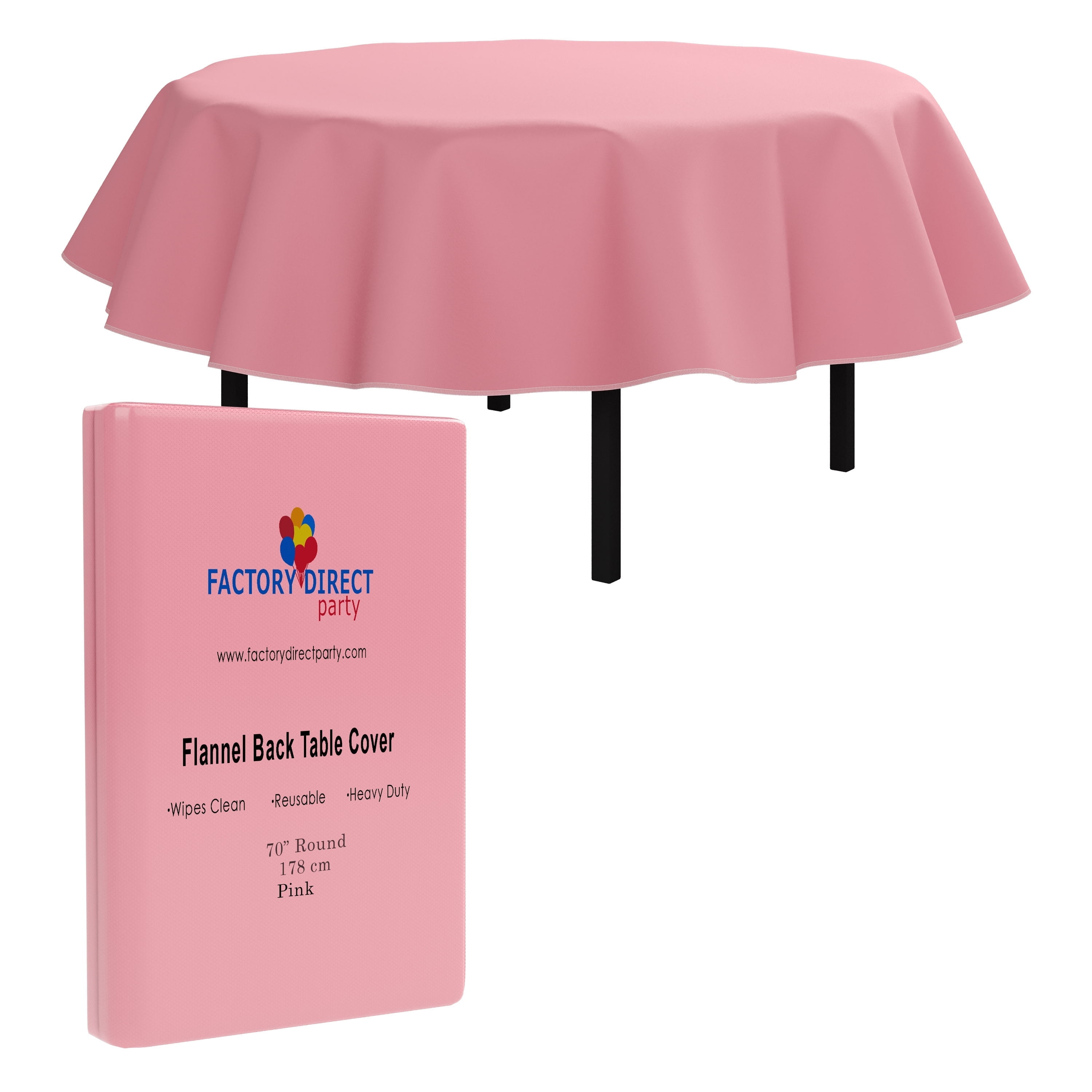 Modern Pink Vinyl Round Table Cover with Flannel Backing