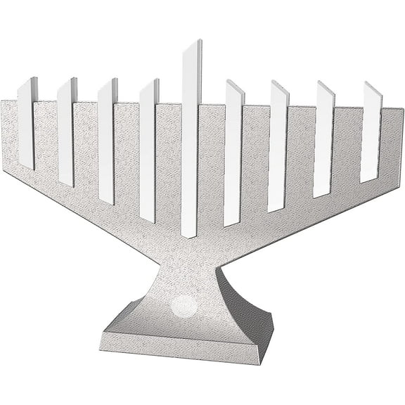 Exquisite Modern Electronic Menorah LED Lighted Rods Battery & USB Operated Metallic Silver Traditional Shape Chic Electric Hanukkah Minorah Multi Lighting Options Chanukah Decorations By Zion Judaica