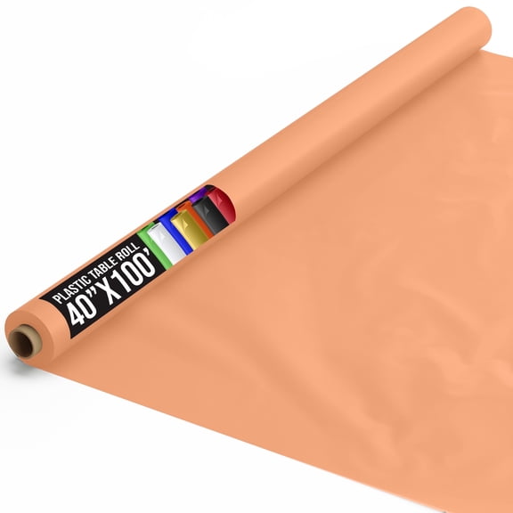Exquisite Modern Wedding Peach Plastic Table Roll 40in. x 100ft.