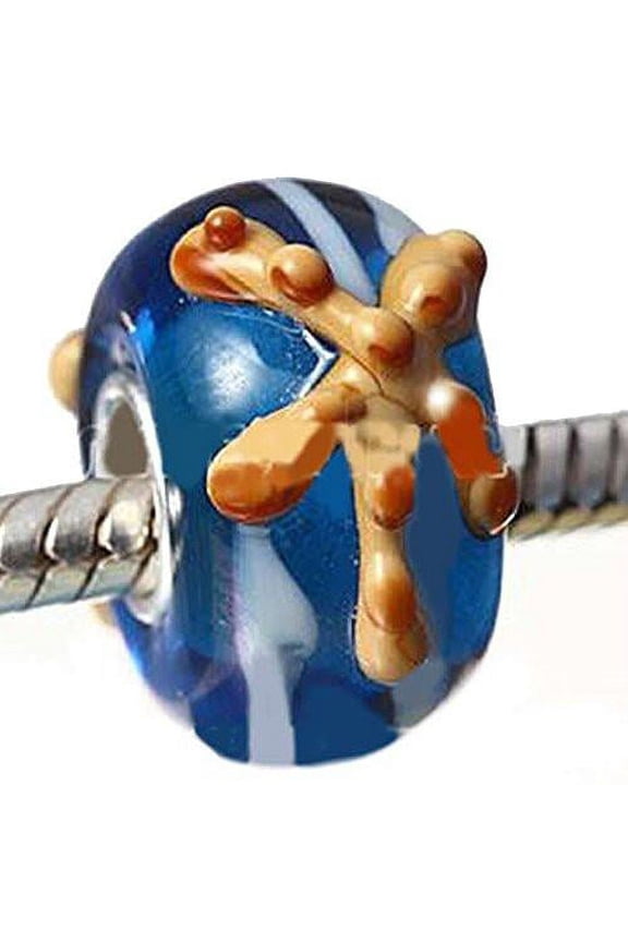Exquisite Murano Glass Star Fish on European Bead Compatible for Most European Snake Chain Bracelet