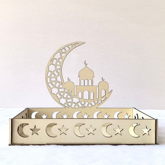 Exquisite Muslim Arabic Wooden Dessert Tray For Ramadan And Eid Mubarak 2 YIWEI