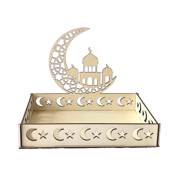 Exquisite Muslim Arabic Wooden Dessert Tray for Ramadan and Eid Mubarak