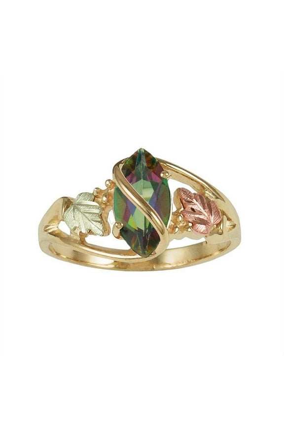 Exquisite Mystic Fire Black Hills Leaf Rings Bridal Wedding Engagement Banquet Party Ring Jewelry