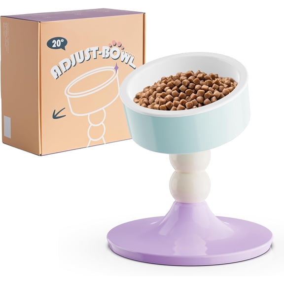 Exquisite Neck Protection High-Legged Cat Food Bowl, Anti-Knockover and Adjustable