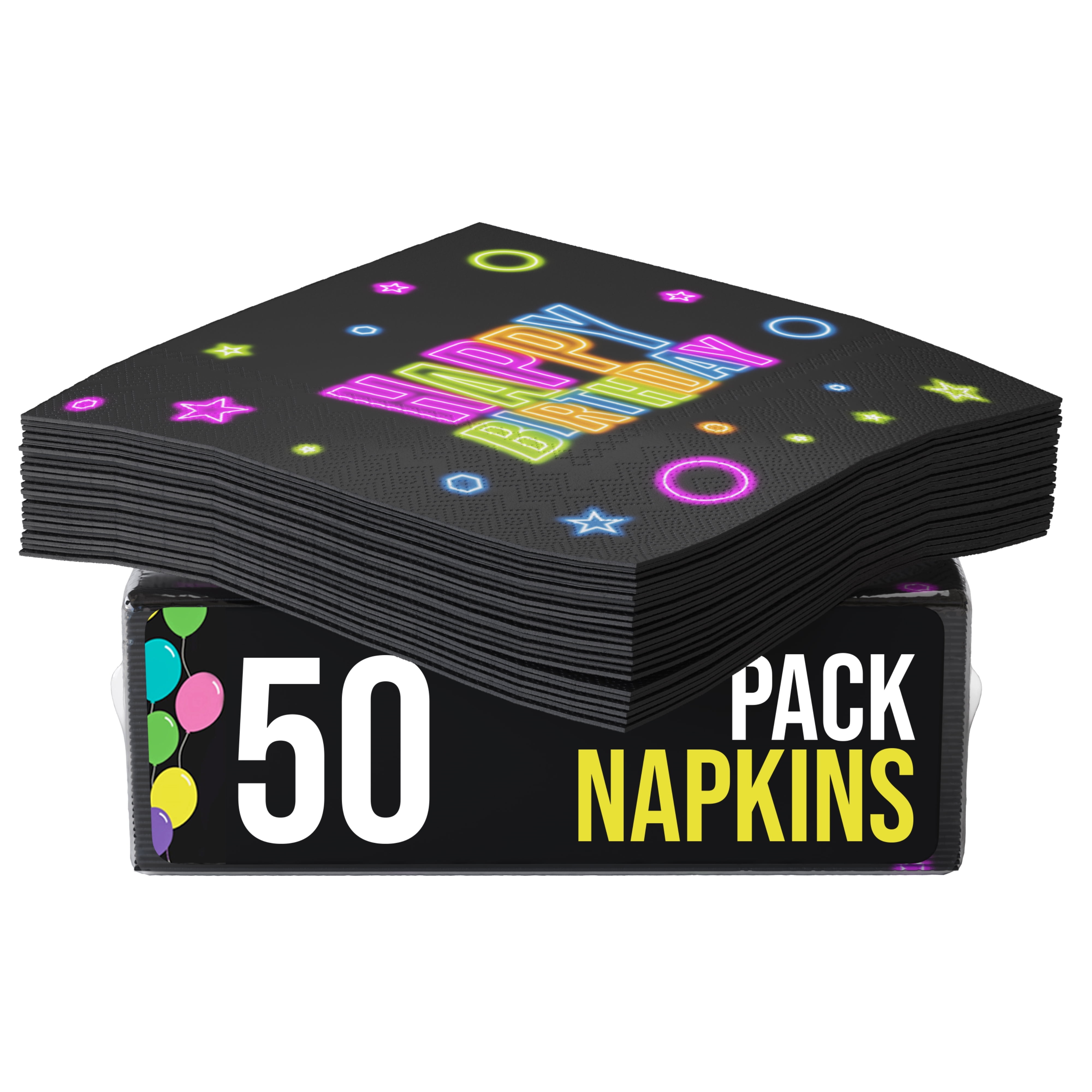 Exquisite Neon Birthday Print Paper Luncheon Napkins - 50 Ct.