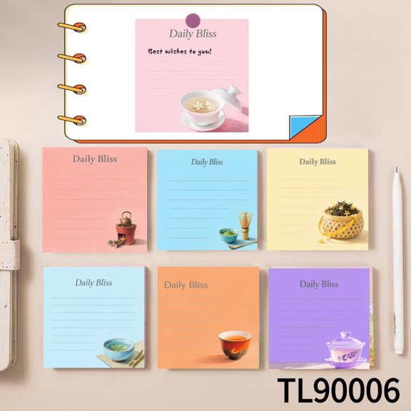 Exquisite Note Cards with Tea Pot and Cup Designs(3.543.54 Inches)100-Pack with105 Emoticon Stickers, Ideal for Quickly Jotting Down Reminders, Marking Key Points, and Leaving Temporary Messages