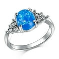 thumbnail image 1 of Womens Opal Ring With Diamond Accents Simple Metal Alloy Band Artificial Gems Semi Precious Stones Ring Fashion, 1 of 3
