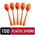 thumbnail image 1 of Exquisite Orange Disposable Spoons - Orange Plastic Spoons - 150 Count, 1 of 9