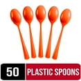 thumbnail image 1 of Exquisite Orange Disposable Spoons - Orange Plastic Spoons - 50 Count, 1 of 10