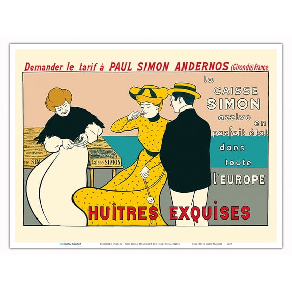 Exquisite Oysters (Huîtres Exquises) - Paul Simon Merchant - Vintage French Advertising Poster by Leonetto Cappiello c.1901 - Master Art Print (Unframed) 9in x 12in