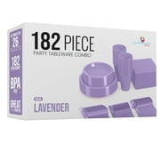 Exquisite Party Plate Combo - 182 Piece Set - Service For 26 - Lavender