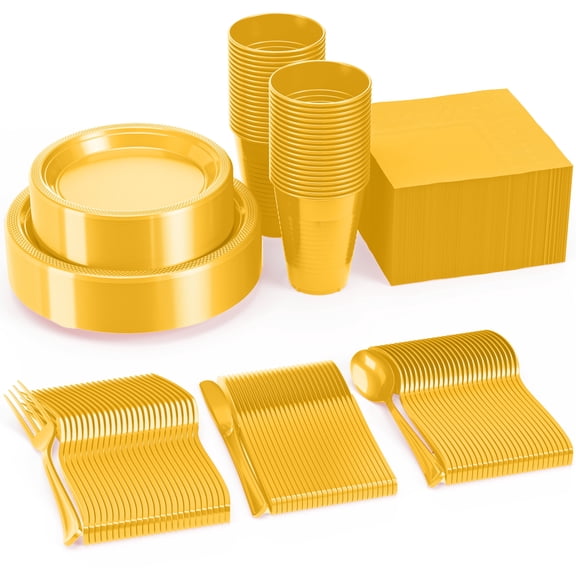 Exquisite Party Plate Combo - 182 Piece Set - Service For 26 - Yellow