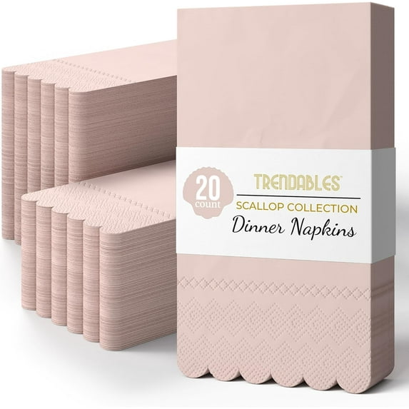 Crown Display Peach Scalloped Napkins Disposable 20 Pcs 3-Ply Peach Scalloped Dinner Napkins Disposable Decorative for Dinners & Parties, Paper Guest Towels for Bathroom & Party Supplies