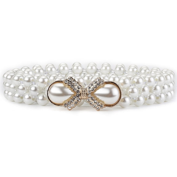 Exquisite Pearls Belt with Rhinestones Unique Pearls Beaded Fashion Belt with Sparkling Rhinestones Detail for Parties
