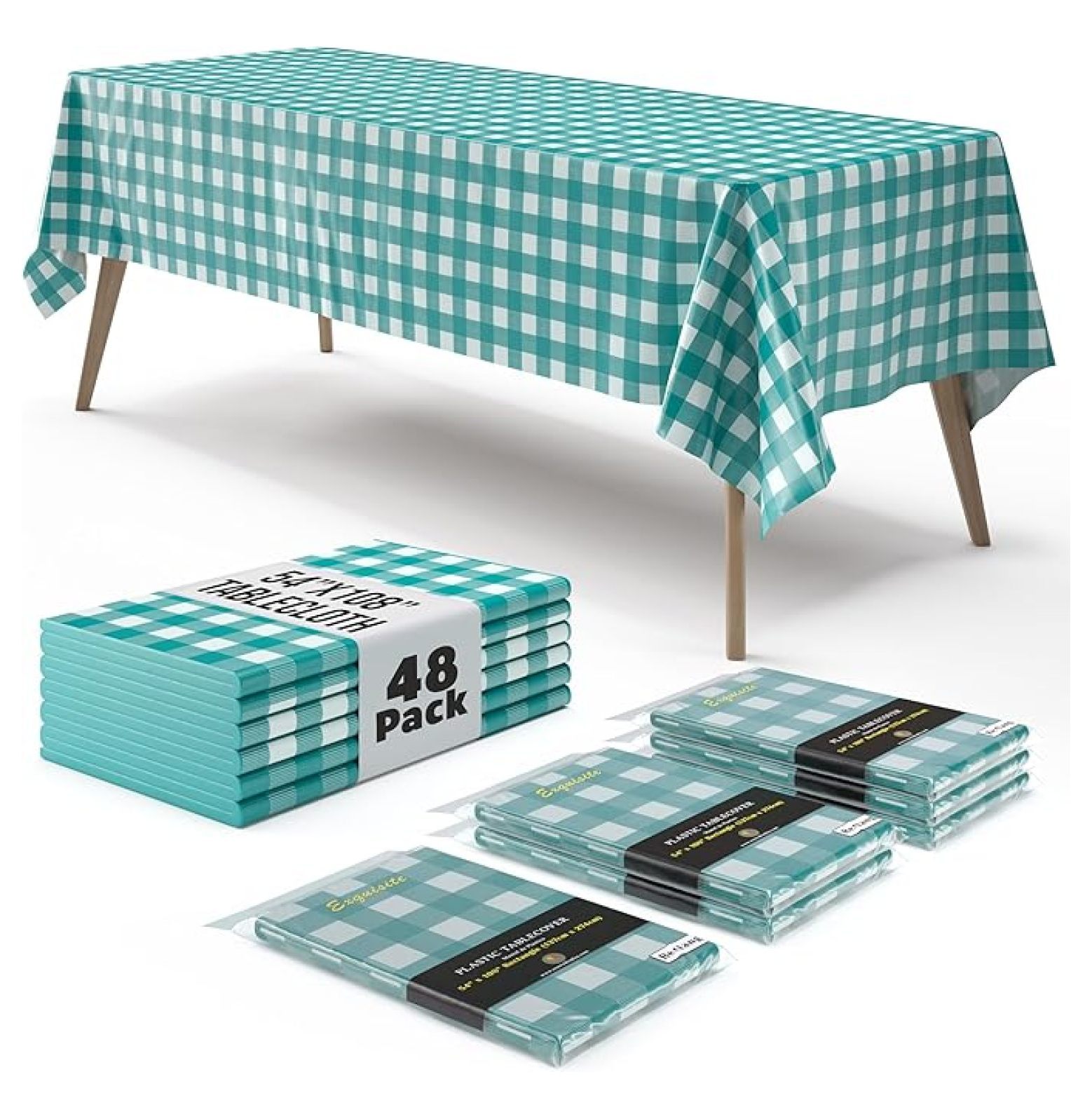 Exquisite Picnic Table Cover - 48 Pack Premium Rectangle Plastic ...