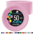 thumbnail image 1 of Exquisite Pink 7" Heavy Duty 350 GSM Disposable Plastic Party Plates - 50 Count, 1 of 8