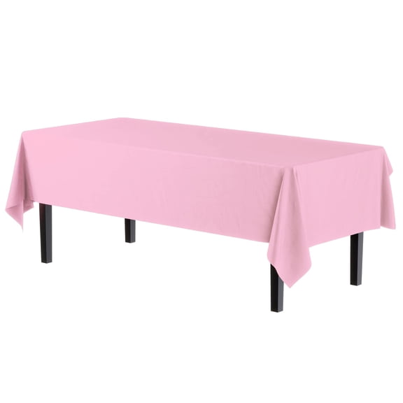 Exquisite Pink Plastic Tablecloth Cover - 54" x 108" - Heavy Duty - Disposable - 2 Pack
