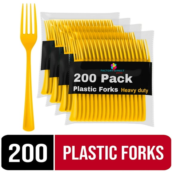 Exquisite Plastic Disposable Forks - 200 Count, 4 Pack