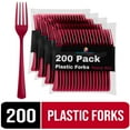 thumbnail image 1 of Exquisite Plastic Heavy-Duty Disposable Forks, Red, 200 Count, 4 Pack, 1 of 8
